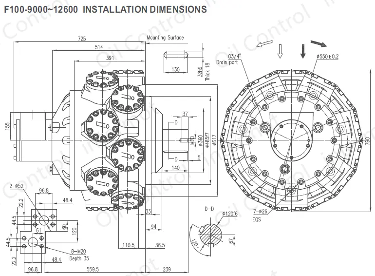 تصویر ابعاد نصب مدل F100