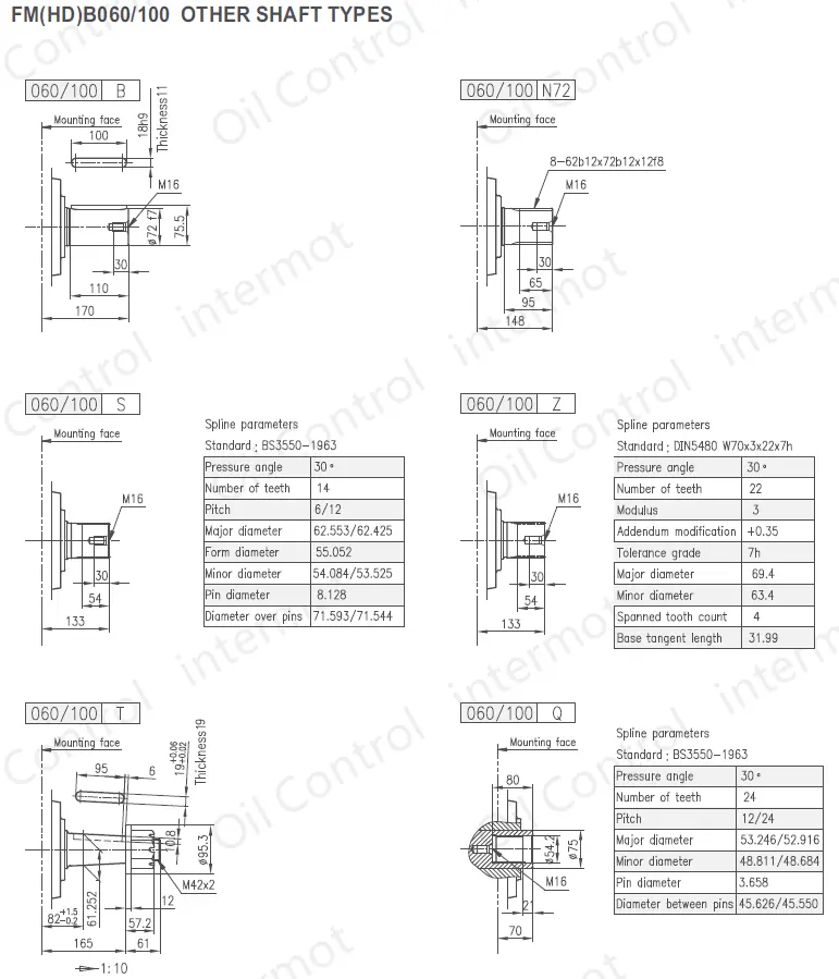 تصویر شفت های قابل ارائه در مدلهای 100/FMB060