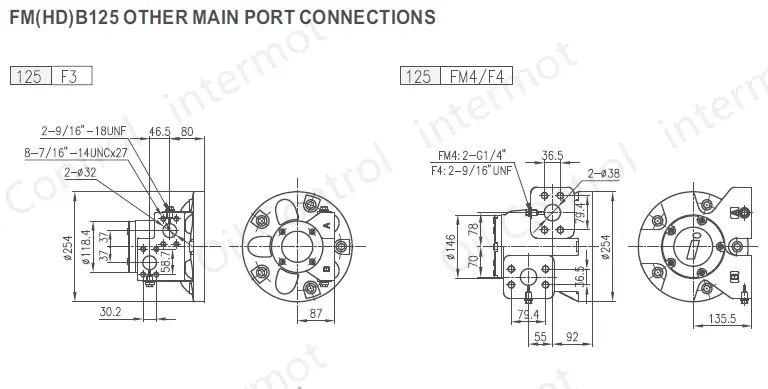 تصویر اتصالات پورت هیدروموتور مدل FMB125