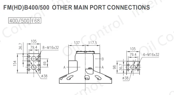 تصویر اتصالات پورت هیدروموتور مدلهای 500/FMB0400
