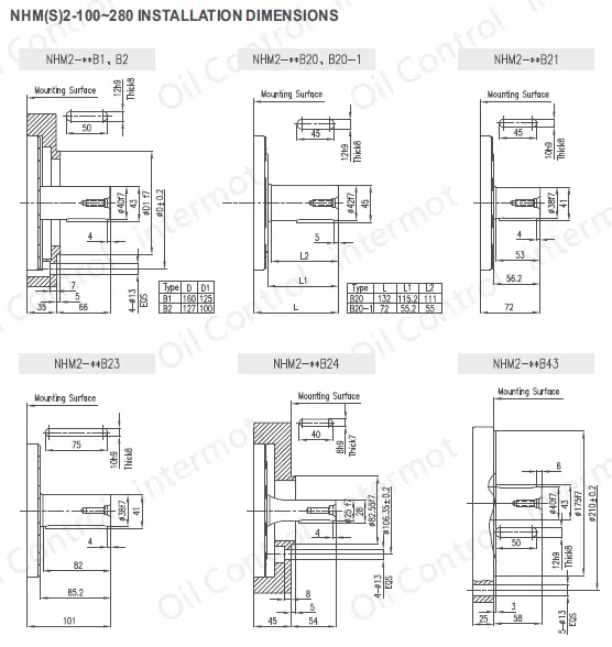 تصویر شماره 2 ابعاد نصب هیدروموتور پیستونی اینترموت NHM2