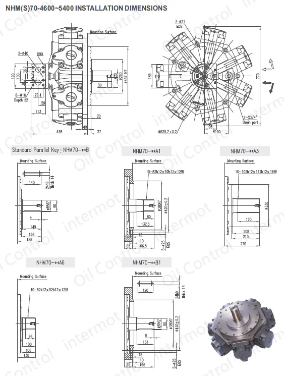 تصویر ابعاد نصب مدل NHM70