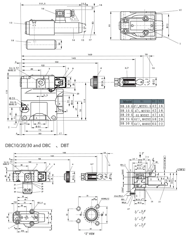 اطلاعات ابعادی فشارشکن بلوکی رکستور DB و DBW شماره دو. تلفن 77337676 و 09123266196