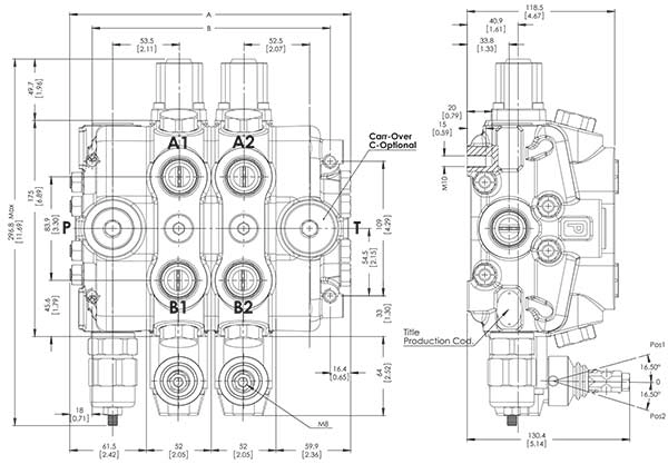 اطلاعات ابعادی شیر دستی قابل کوپل اوروال ORV-PD150