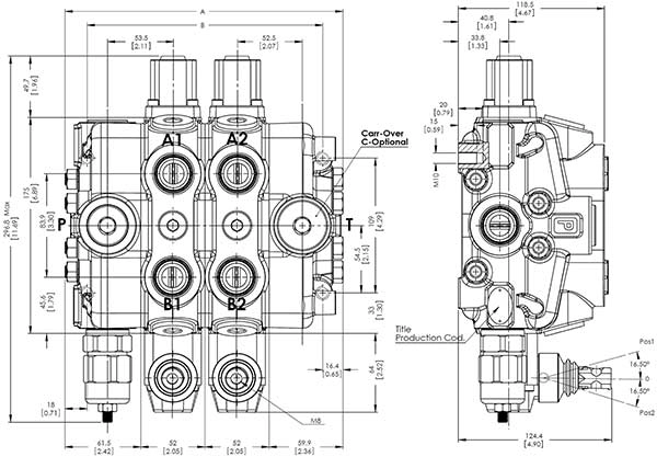 اطلاعات ابعادی شیر دستی قابل کوپل اوروال ORV-PD250