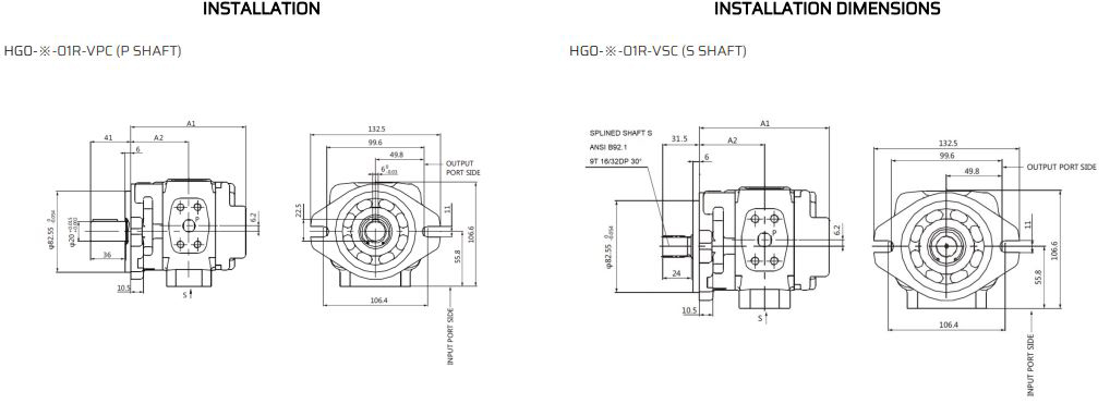 اطلاعات ابعادی پمپ هیدرولیک دنده ای هایتک (HYTEK) HG