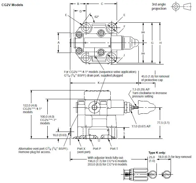 تصویر اطلاعات نصب و ابعاد شیر فشارشکن CG2V