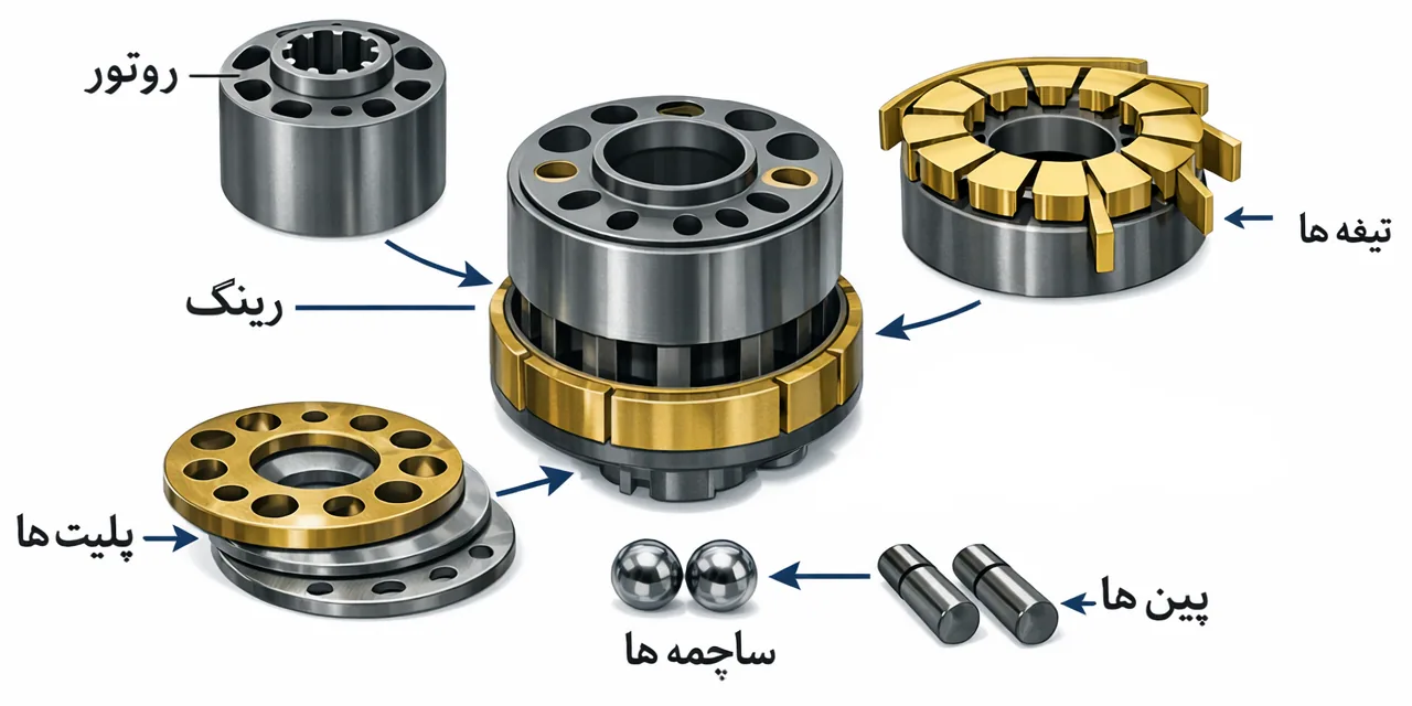 تصویری که اجزاری تشکیل دهنده کارتریج را نشان می دهد.